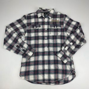 Founders Brewing Co Men's Size S Plaid Flannel Shirt Roll Tabs Long Sleeve